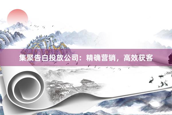 集聚告白投放公司：精确营销，高效获客